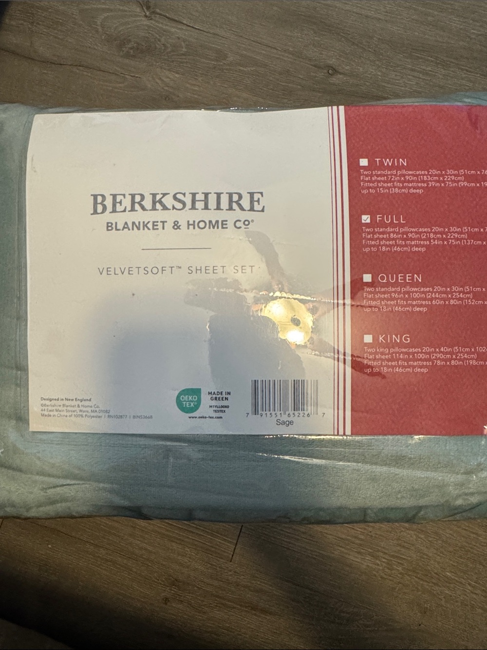 Berkshire VelvetSoft Sheet Set - Sage Green FULL